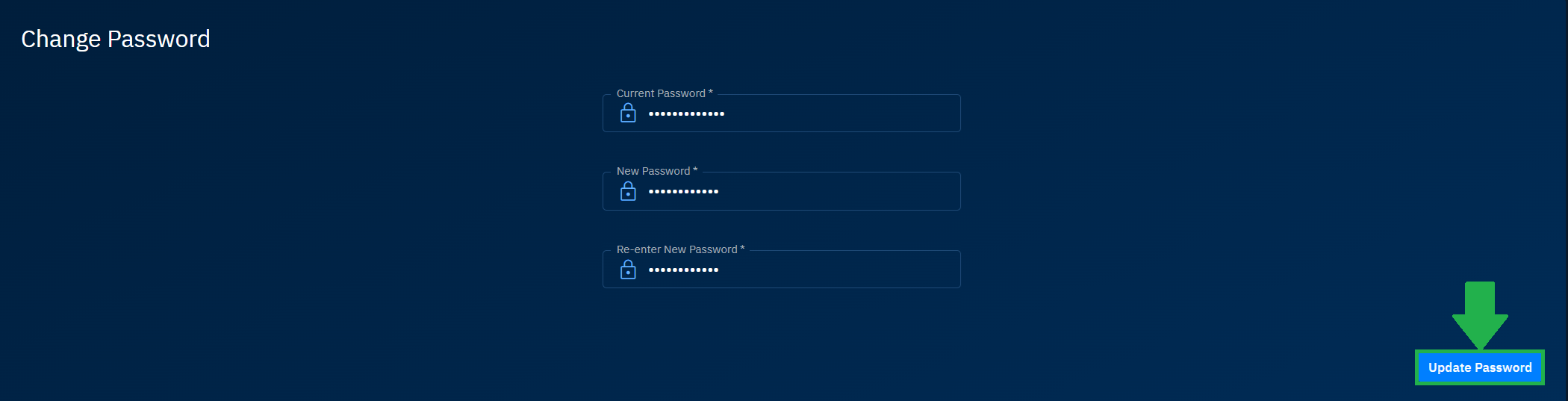 Updating Profile Password