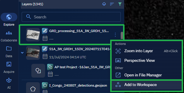 Adding Layers to Workspace