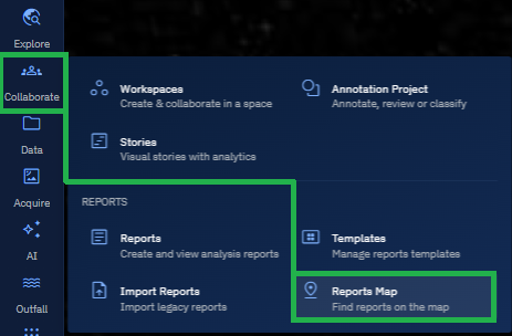 Accessing Reports Map