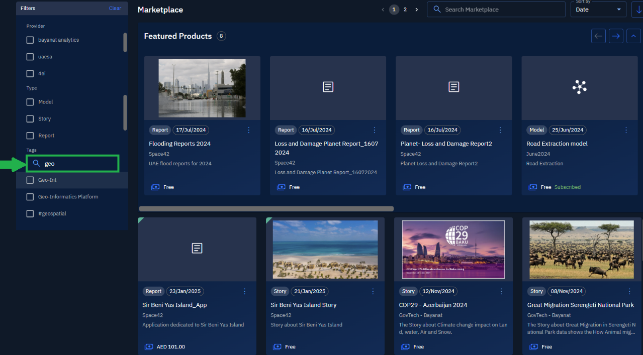Type Tag Name to Search Item