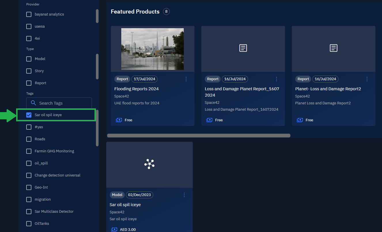 Type Tag Name to Search Item