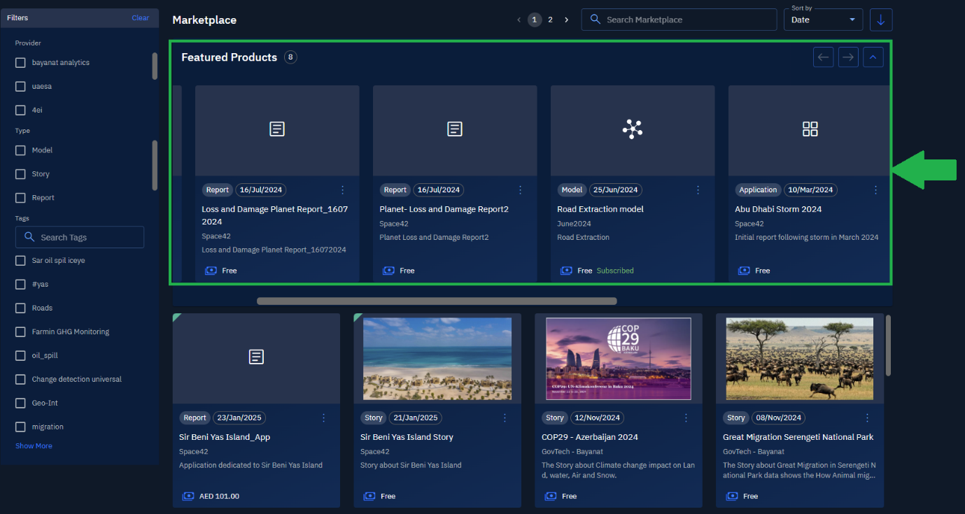 Viewing Featured Items