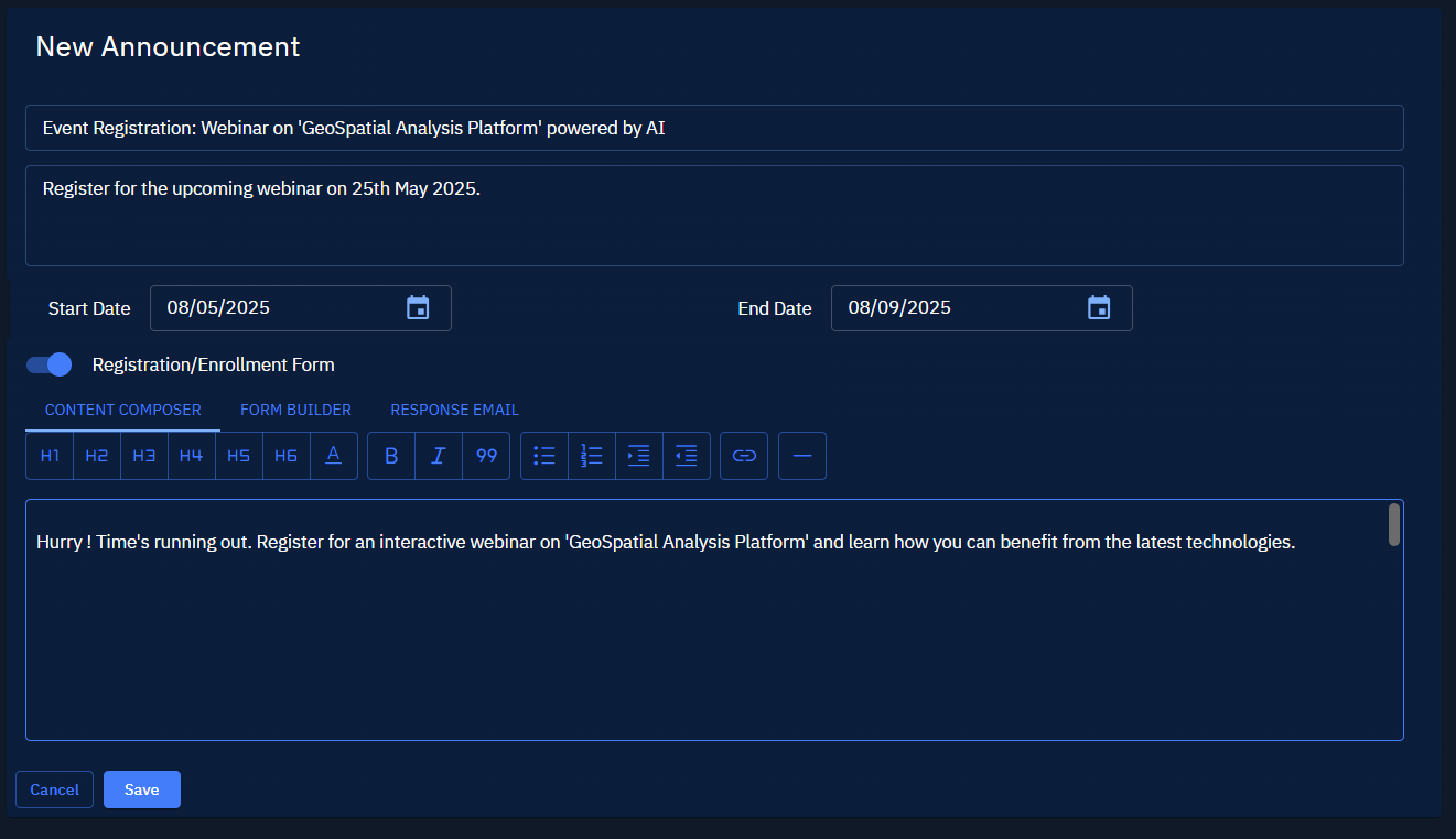 Accessing Announcements