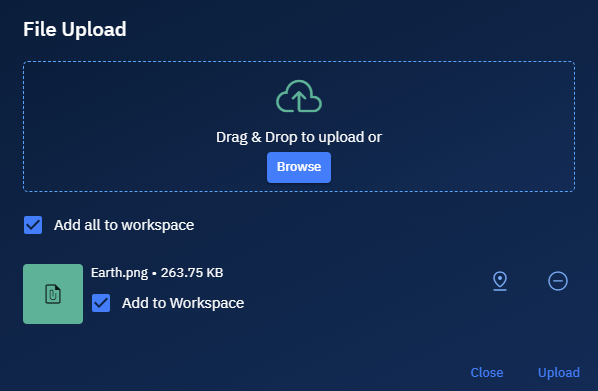 Adding Dataset to a Workspace