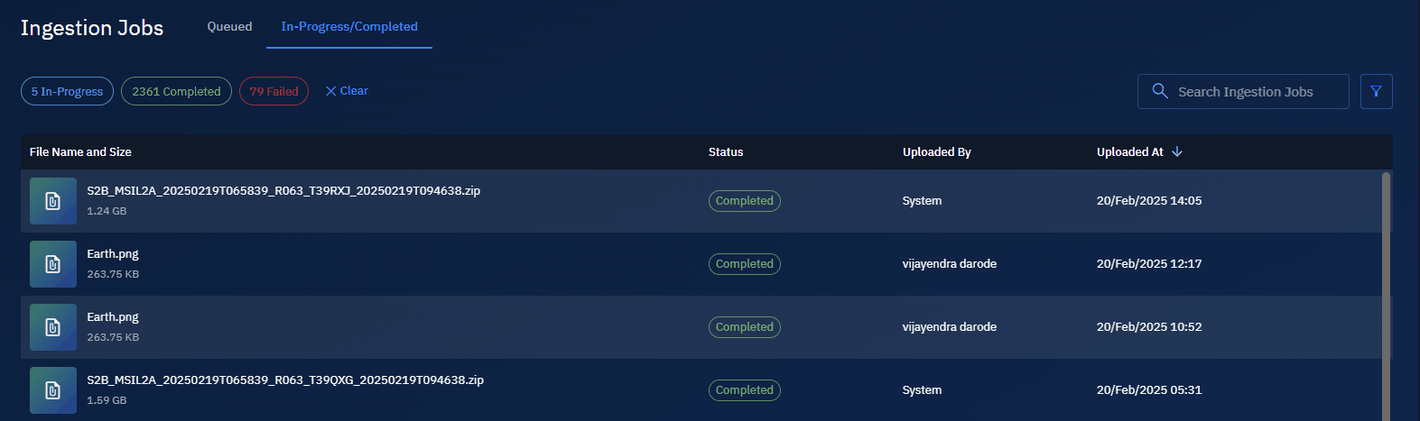 Searching In_Progress or Completed Jobs