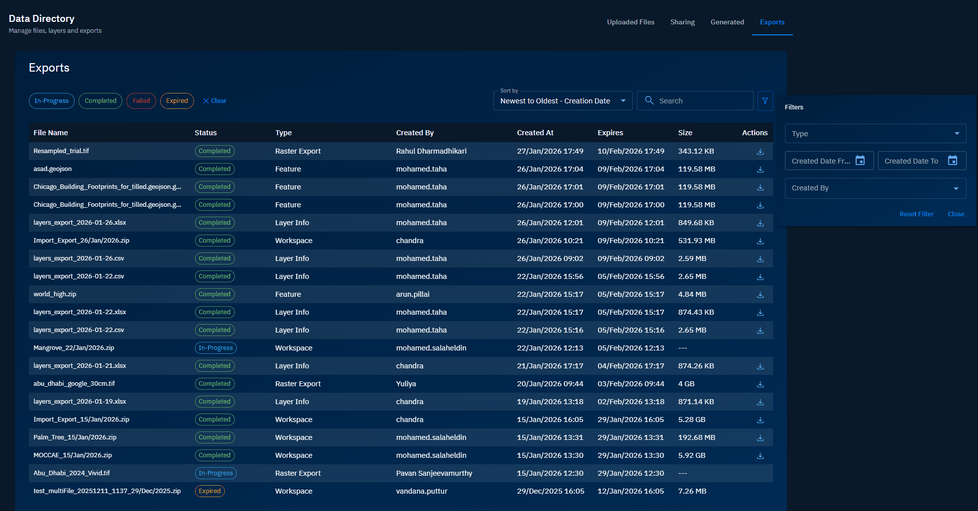 Filtering exported file