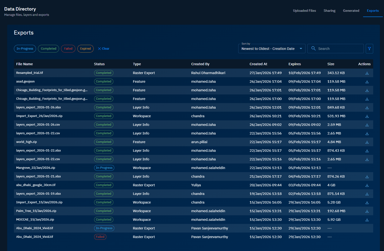 Searching exported file